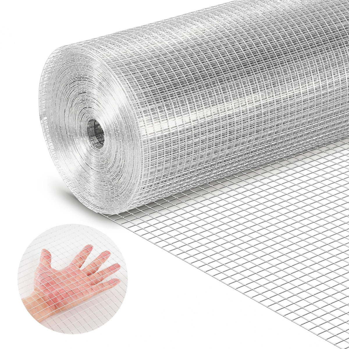 Hardware Cloth, 1/2 inch 60 inch x 100 ft 19 Gauge Chicken Wire Fence, Hot-Dip Galvanized After Welding Metal Wire Mesh Roll, Garden Plant Welded Fencing Roll Supports Poultry Netting Cage Fence