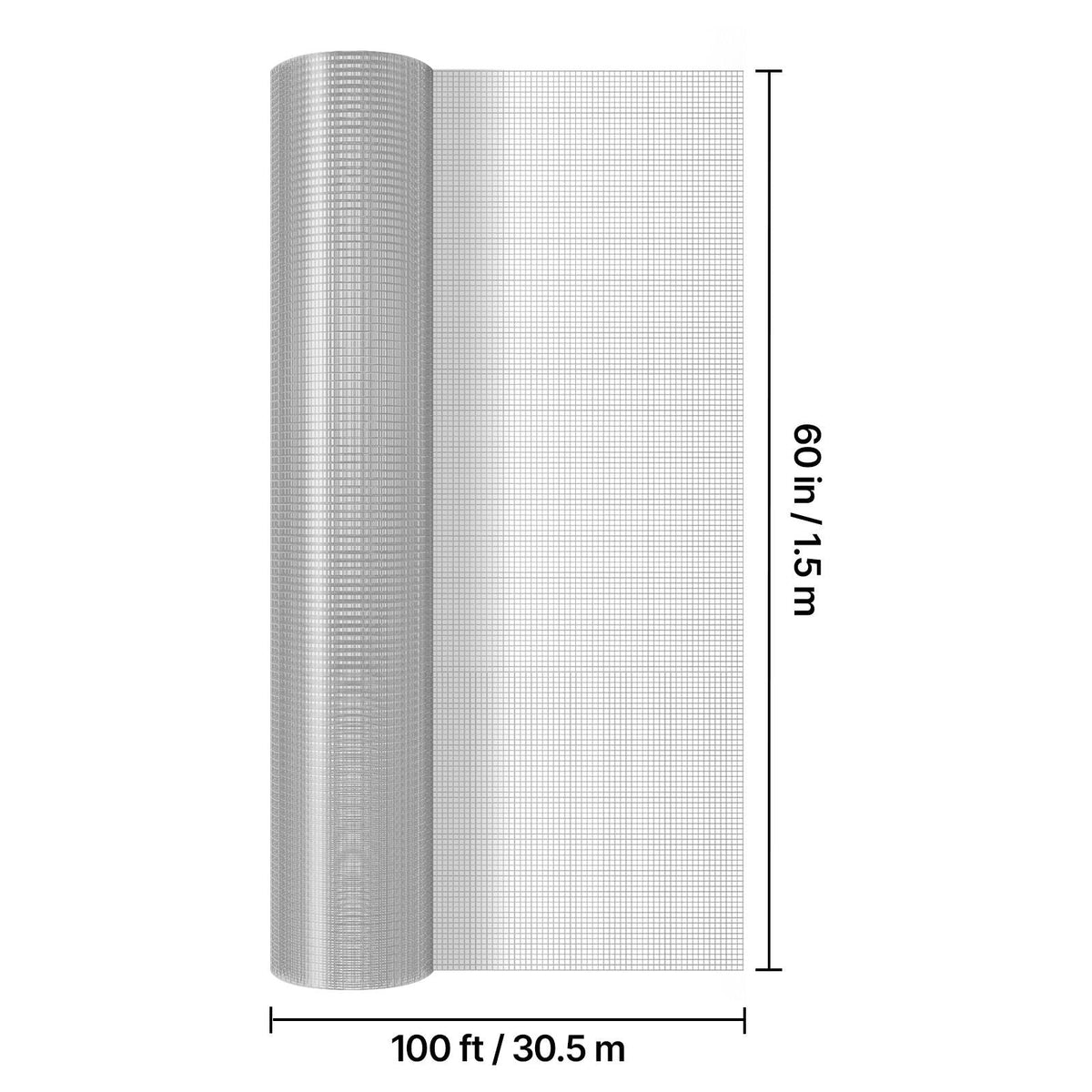 Hardware Cloth, 1/2 inch 60 inch x 100 ft 19 Gauge Chicken Wire Fence, Hot-Dip Galvanized After Welding Metal Wire Mesh Roll, Garden Plant Welded Fencing Roll Supports Poultry Netting Cage Fence