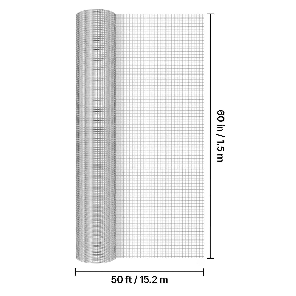Hardware Cloth, 1/2 inch 60 inch x 50 ft 19 Gauge Chicken Wire Fence, Hot-Dip Galvanized After Welding Metal Wire Mesh Roll, Garden Plant Welded Fencing Roll Supports Poultry Netting Cage Fence