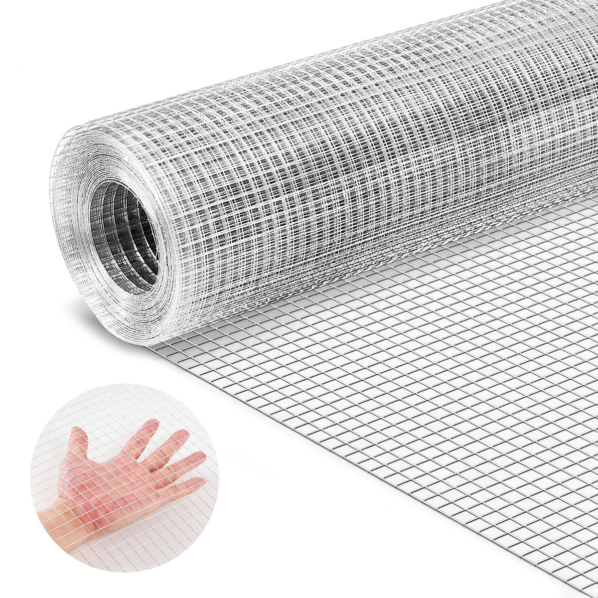 Hardware Cloth, 1/2 inch 72 inch x 50 ft 19 Gauge Chicken Wire Fence, Hot-Dip Galvanized After Welding Metal Wire Mesh Roll, Garden Plant Welded Fencing Roll Supports Poultry Netting Cage Fence