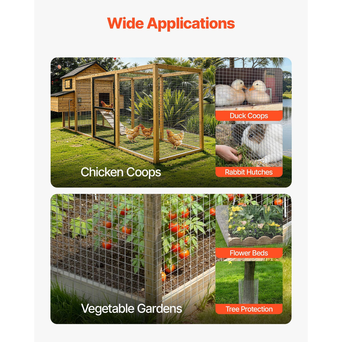 Hardware Cloth, 1/2 inch 72 inch x 50 ft 19 Gauge Chicken Wire Fence, Hot-Dip Galvanized After Welding Metal Wire Mesh Roll, Garden Plant Welded Fencing Roll Supports Poultry Netting Cage Fence