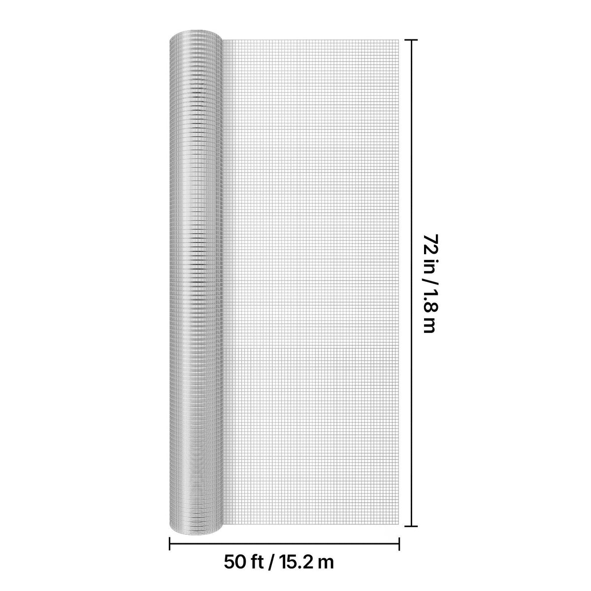 Hardware Cloth, 1/2 inch 72 inch x 50 ft 19 Gauge Chicken Wire Fence, Hot-Dip Galvanized After Welding Metal Wire Mesh Roll, Garden Plant Welded Fencing Roll Supports Poultry Netting Cage Fence