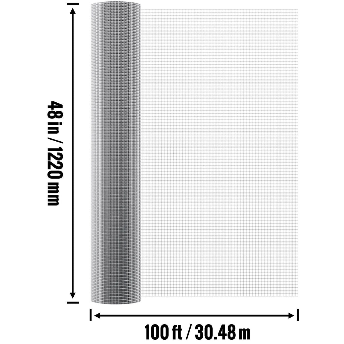 Hardware Cloth 1/4 inch 48 inch x 100 ft 23 Gauge Chicken Wire Fence, Hot-Dip Galvanized After Welding Metal Wire Mesh Roll, Garden Plant Welded Fencing Roll Supports Poultry Netting Cage Fence