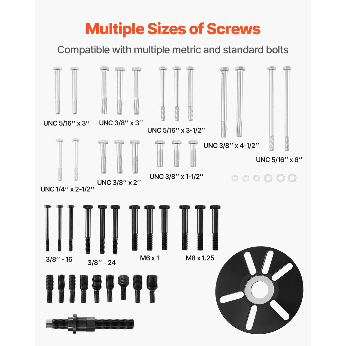 Harmonic Balancer Puller Removal & Install Tool Kit, All-Steel Harmonic Balancer Installer Set Tool Kit for Removing and Installing of Balancers, Flywheels, Crankshaft Pulleys, Steering Wheels