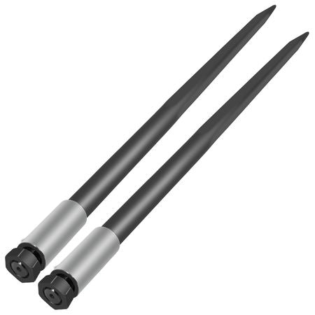Hay Spear Spears 49\" Hay Bale Spear Spike, 4000 lbs Capacity Quick Attach Square Hay Bale Spears, 2 Pics Black Bale Forks, Bale Hay Spike with Hex Nut & Sleeve for Buckets Tractors Loaders