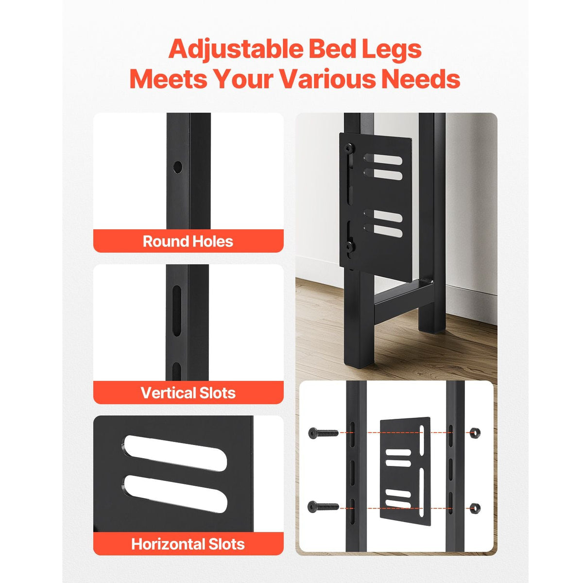 Headboard for Queen Size Bed, Adjustable Height Headboard with 2 Shelves Storage, Freestanding Head Board with Charging Station and LED Light for Different Bed Frames, Easy Assembly, Black