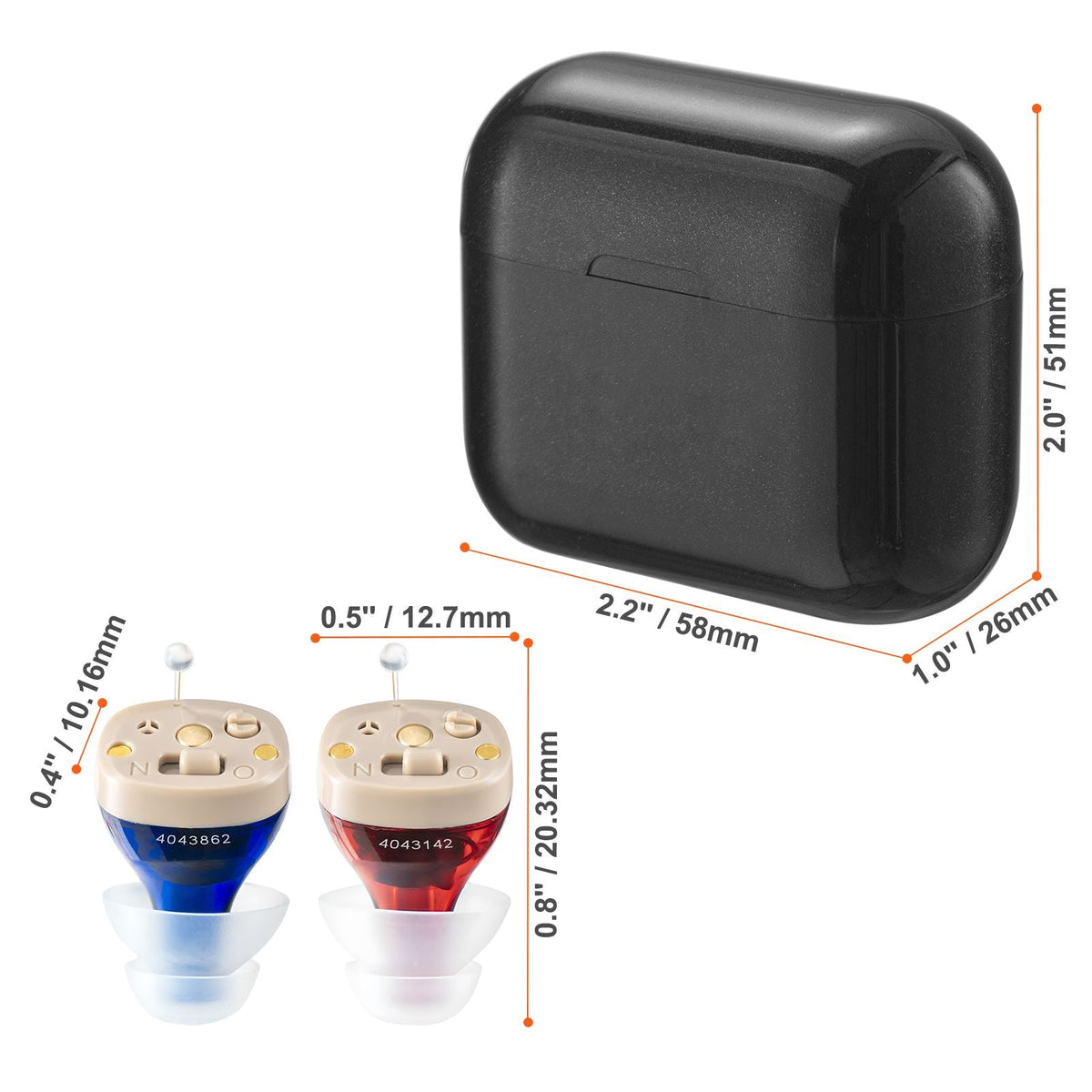 Hearing Aids for Seniors, Rechargeable Hearing Amplifiers With Noise Cancelling and Volume Control, Digital In-Ear Hearing Assist Device with Charging Case and 8 Pair of Ear Domes