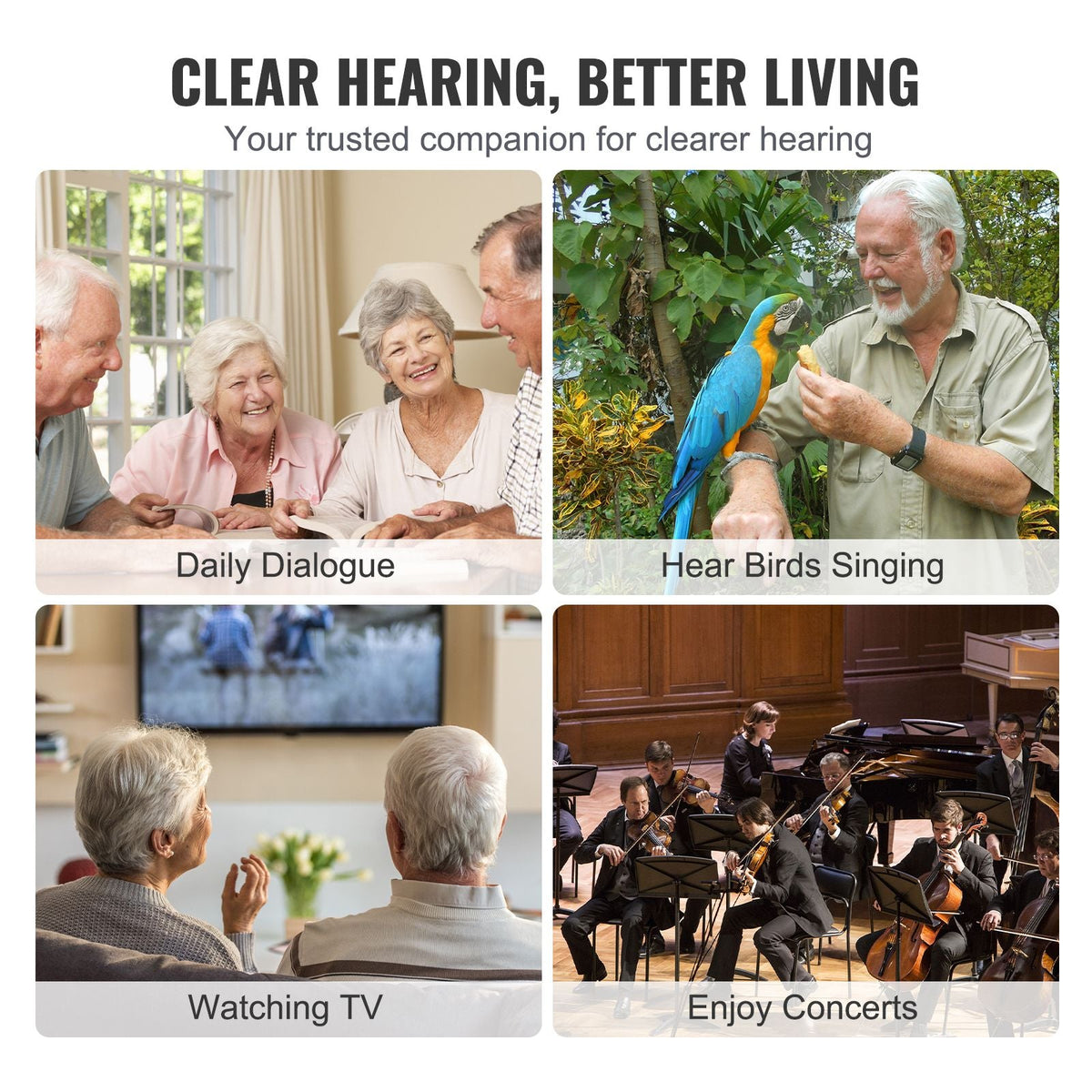 Hearing Aids for Seniors, Rechargeable Hearing Amplifiers With Noise Cancelling and Volume Control, Digital In-Ear Hearing Assist Device with Charging Case and 8 Pair of Ear Domes