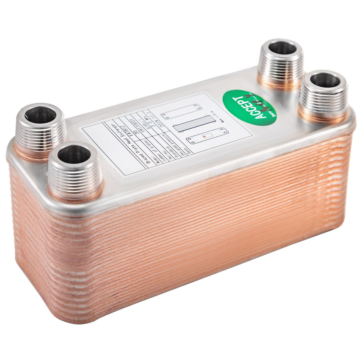 Heat Exchanger 3\"x7.5\" 30 Plates Brazed Plate Heat Exchanger 316L 3/4\" MPT Heat Exchanger B12-30 Beer Wort Chiller for Hydronic Heating