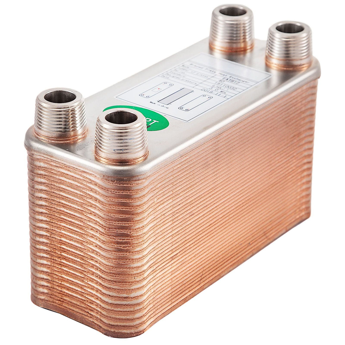 Heat Exchanger 3\"x7.5\" 40 Plates Brazed Plate Heat Exchanger 316L 3/4\" MPT Heat Exchanger B3-12A Beer Wort Chiller for Hydronic Heating