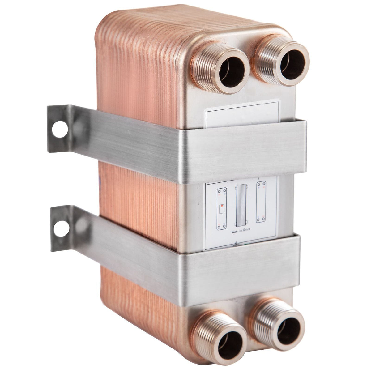 Heat Exchanger 3\"x7.5\" 40 Plates Brazed Plate Heat Exchanger 316L 3/4\" MPT Heat Exchanger B3-12A Beer Wort Chiller for Hydronic Heating