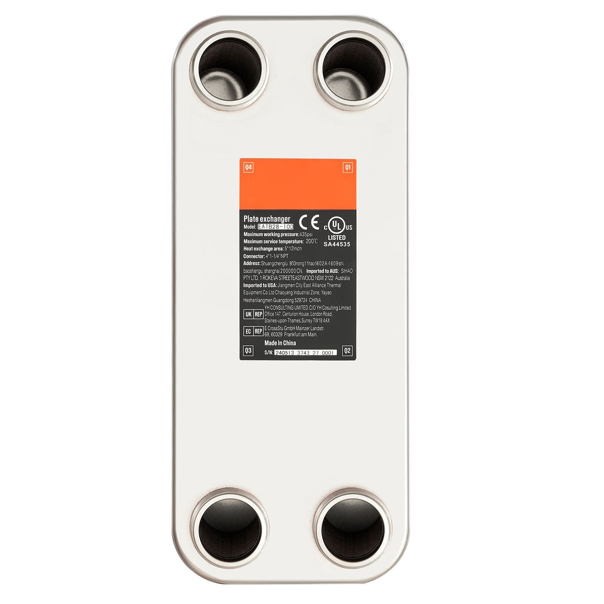 Heat Exchanger, 5"x 12" 100 Plates Brazed Plate Heat Exchanger, Copper/316L Stainless Steel Water To Water Heat Exchanger For Floor Heating, Water Heating, Snow Melting, Beer Cooling