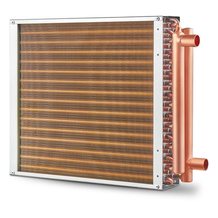 Heat Exchanger Water to Air, 16"x 16" with 3-Row 3/8" Copper Ports, 193 Aluminum Fins Heat Exchanger for Outdoor Wood Furnaces, Residential Heating and Cooling, and Forced Air Heating