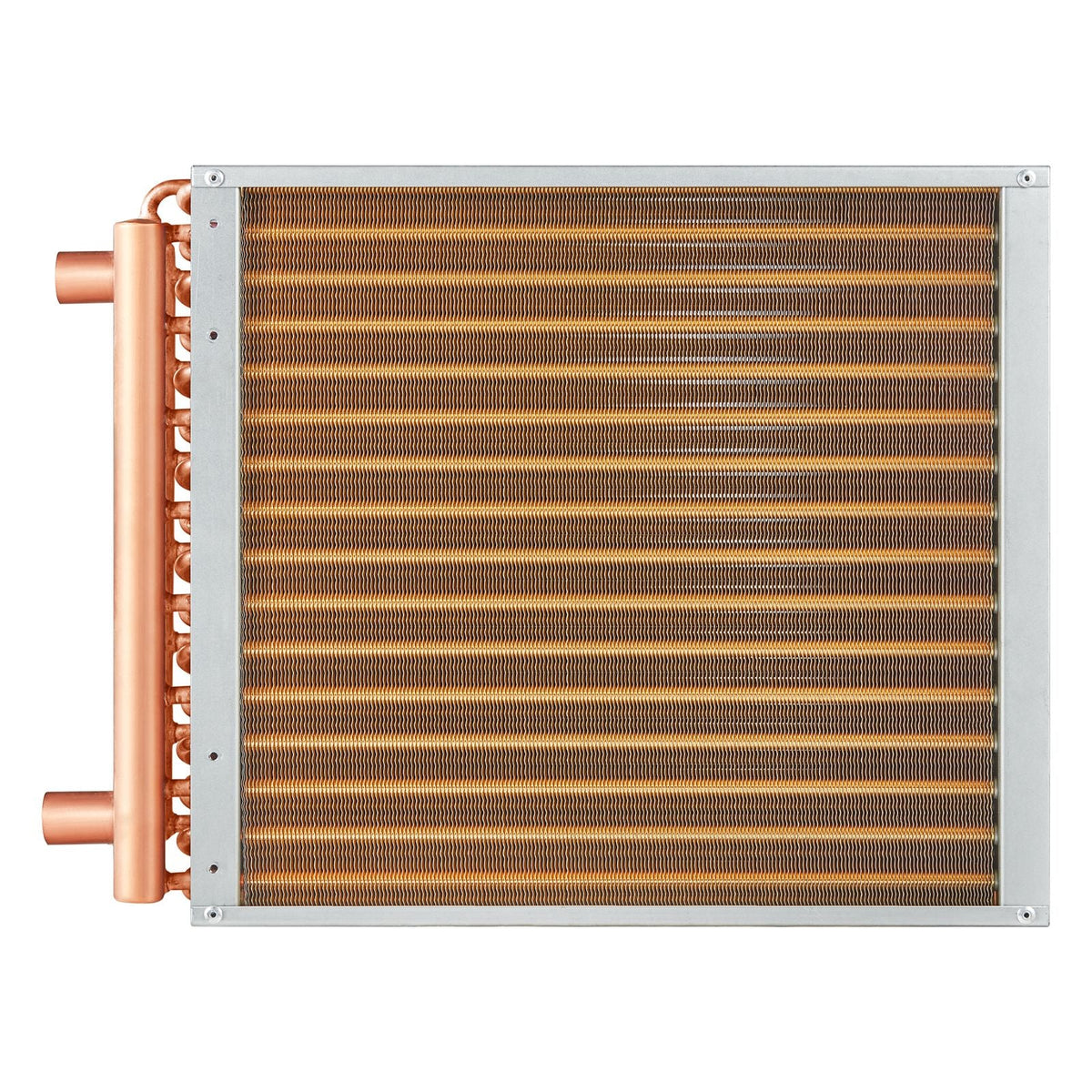 Heat Exchanger Water to Air, 16"x 16" with 3-Row 3/8" Copper Ports, 193 Aluminum Fins Heat Exchanger for Outdoor Wood Furnaces, Residential Heating and Cooling, and Forced Air Heating