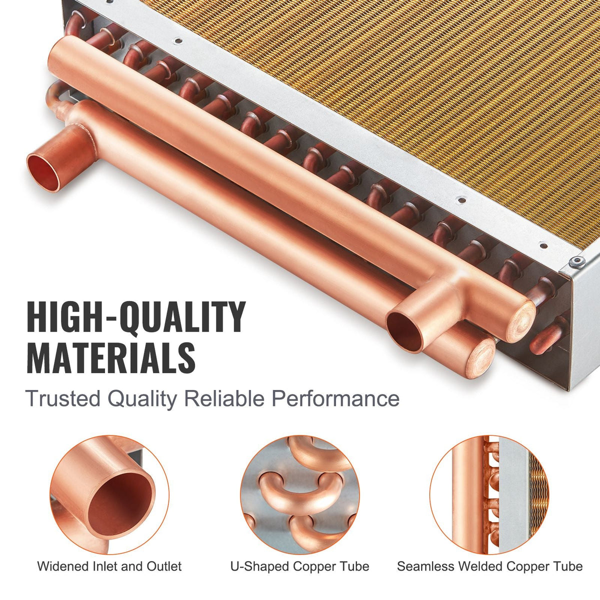 Heat Exchanger Water to Air, 16"x 16" with 3-Row 3/8" Copper Ports, 193 Aluminum Fins Heat Exchanger for Outdoor Wood Furnaces, Residential Heating and Cooling, and Forced Air Heating