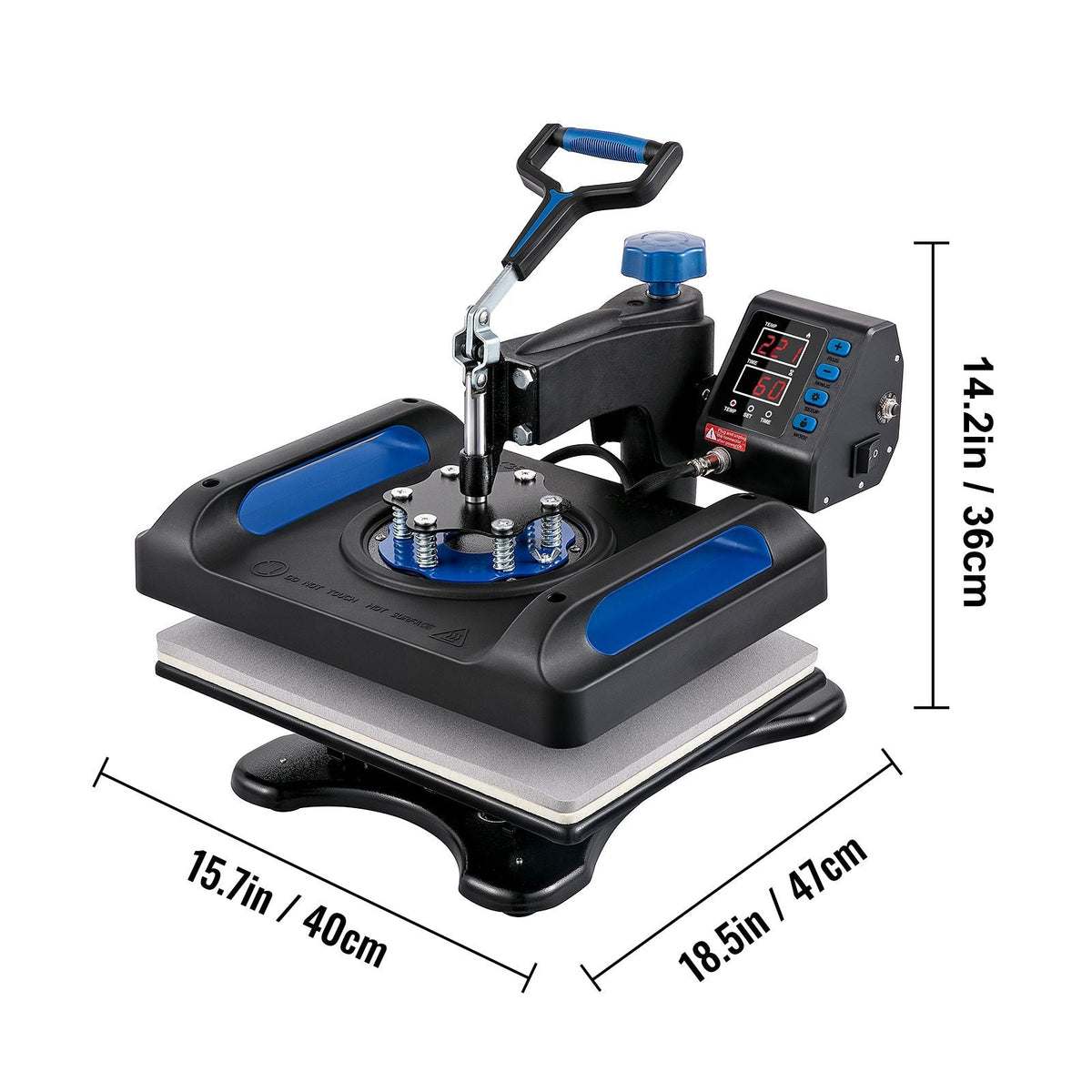 Heat Press, 12 x 15 inches 800W, 5-in-1 Combo for Sublimation Transfer, Featuring Dual Digital Controls, Ideal for T-Shirts, Mugs, Caps, Plates, Blue
