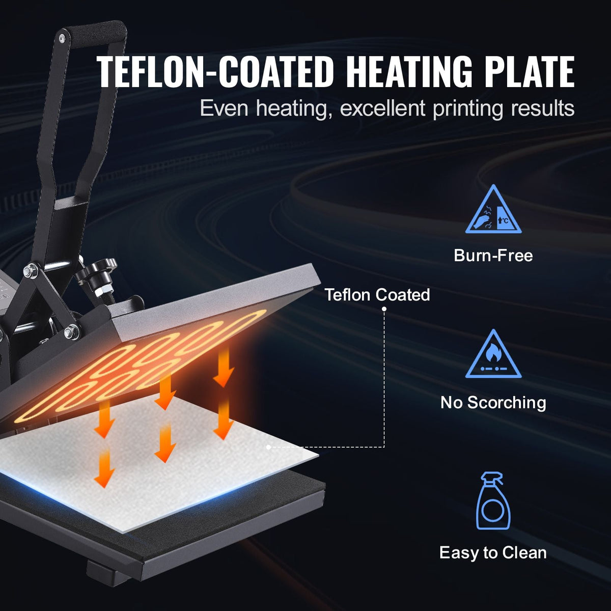 Heat Press 15 x 15 - Heat Press Machine for T-shirts, Fast Heating, High Pressure for Digital Industrial-Quality Sublimation Printer for Heat Transfer Vinyl, 15" x 15", Black