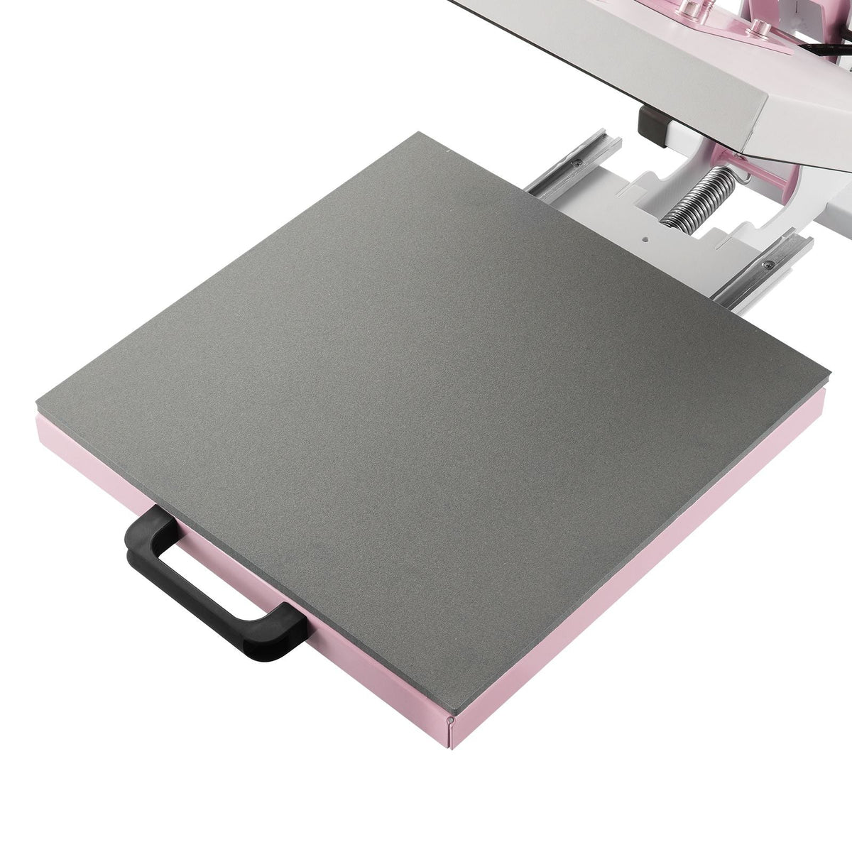 Heat Press, 15 x 15 inch Digital Heat Press Machine, Slide Out Heat Transfer Machine, Fast and Even Heating, 2-Layer Insulation Cotton, Heat Transfer Machine for T-Shirts/Pillows/Bags, Pink