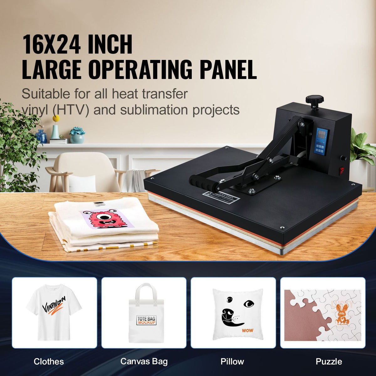 Heat Press 16x24, 1700W Power Heat Press Machine, Fast Heating, High Pressure Heat Press Machine for T-Shirt, Digital Industrial Sublimation Printer for Heat Transfer Vinyl, Easy to Use, Black