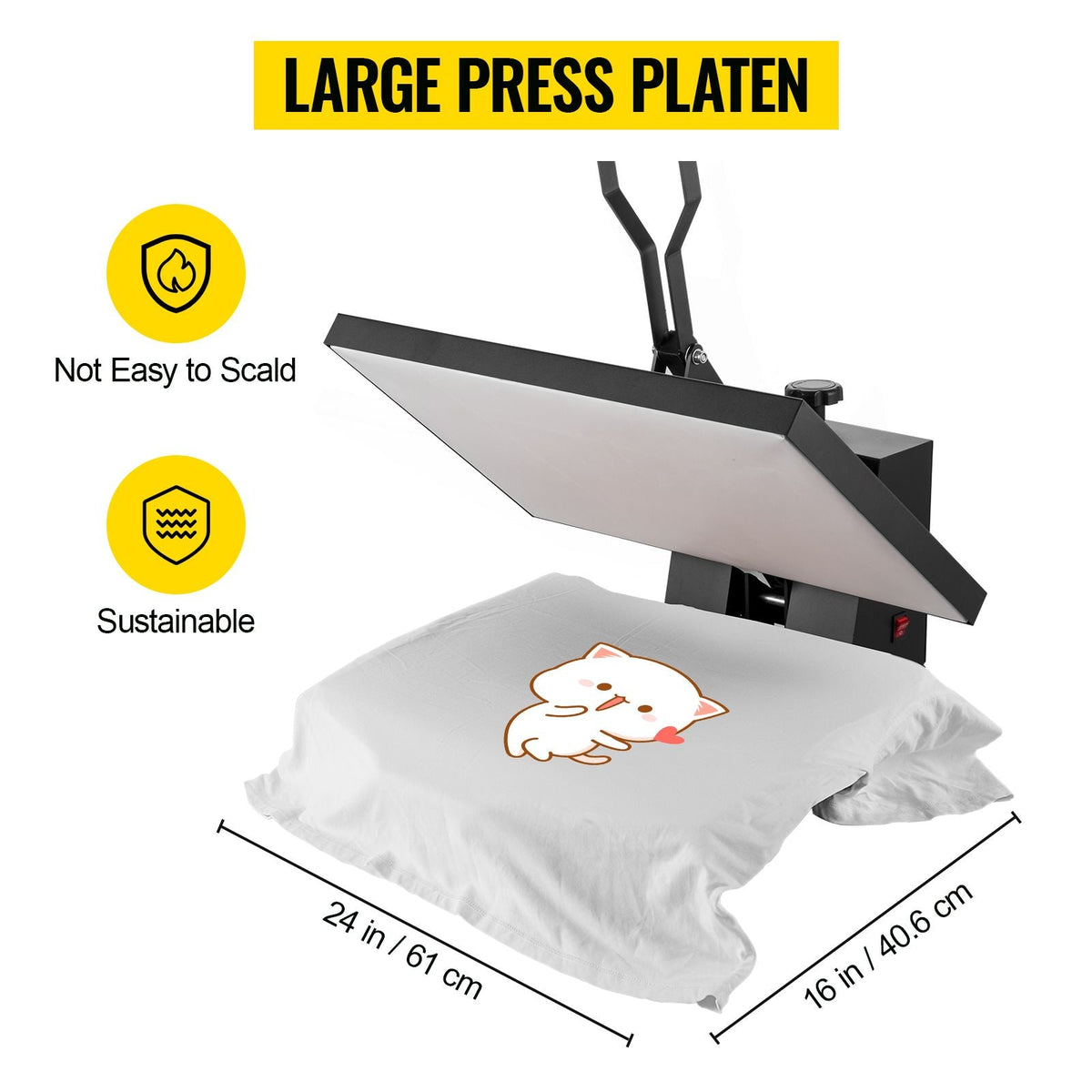 Heat Press 16x24, 1700W Power Heat Press Machine, Fast Heating, High Pressure Heat Press Machine for T-Shirt, Digital Industrial Sublimation Printer for Heat Transfer Vinyl, Easy to Use, Black