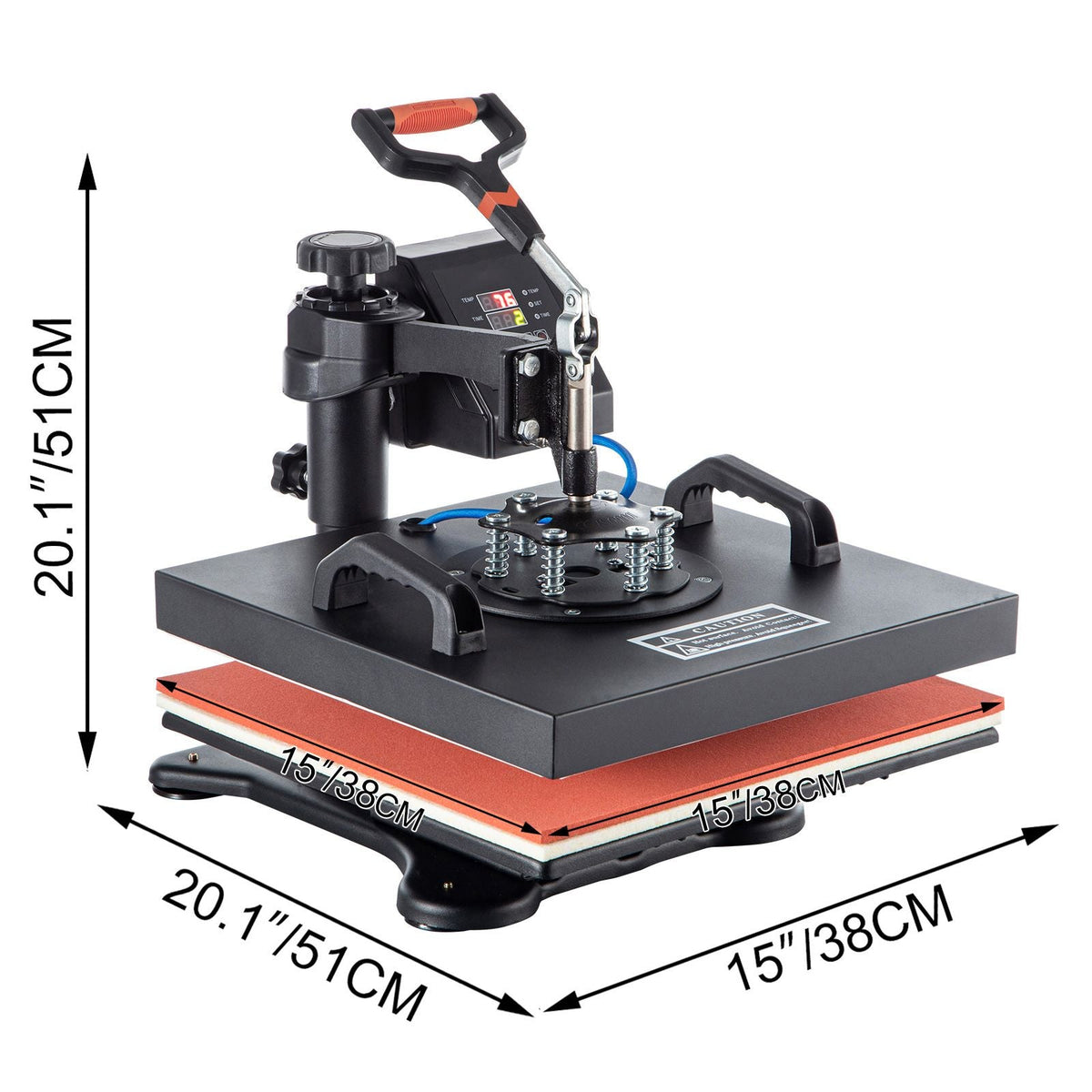 Heat Press, 5 in 1 15 x 15 Inch Heat Press Machine, Dual LED Display Heat Press Machine, Multifunctional Sublimation, for T-Shirts, Swing Away Design