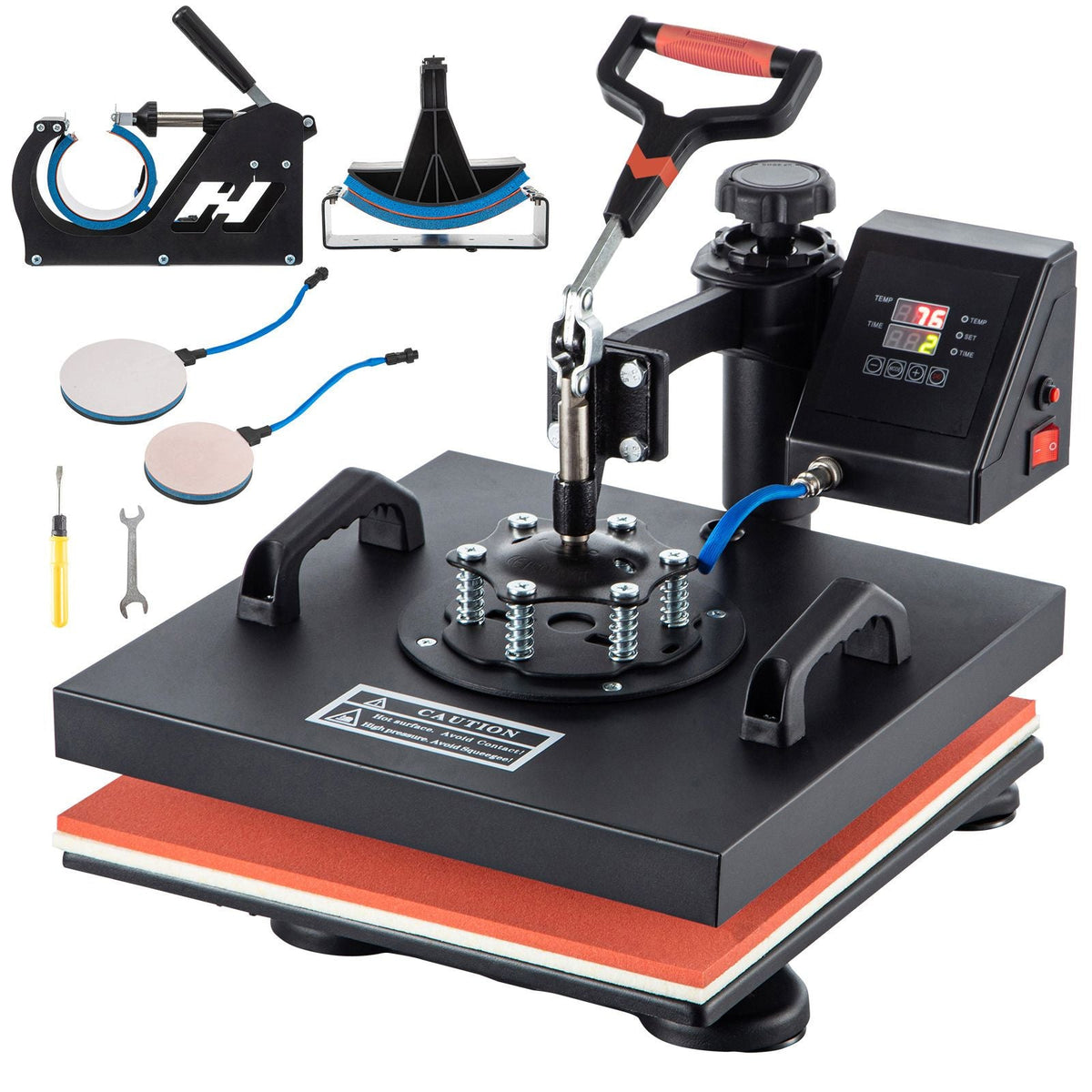 Heat Press, 5 in 1 15 x 15 Inch Heat Press Machine, Dual LED Display Heat Press Machine, Multifunctional Sublimation, for T-Shirts, Swing Away Design
