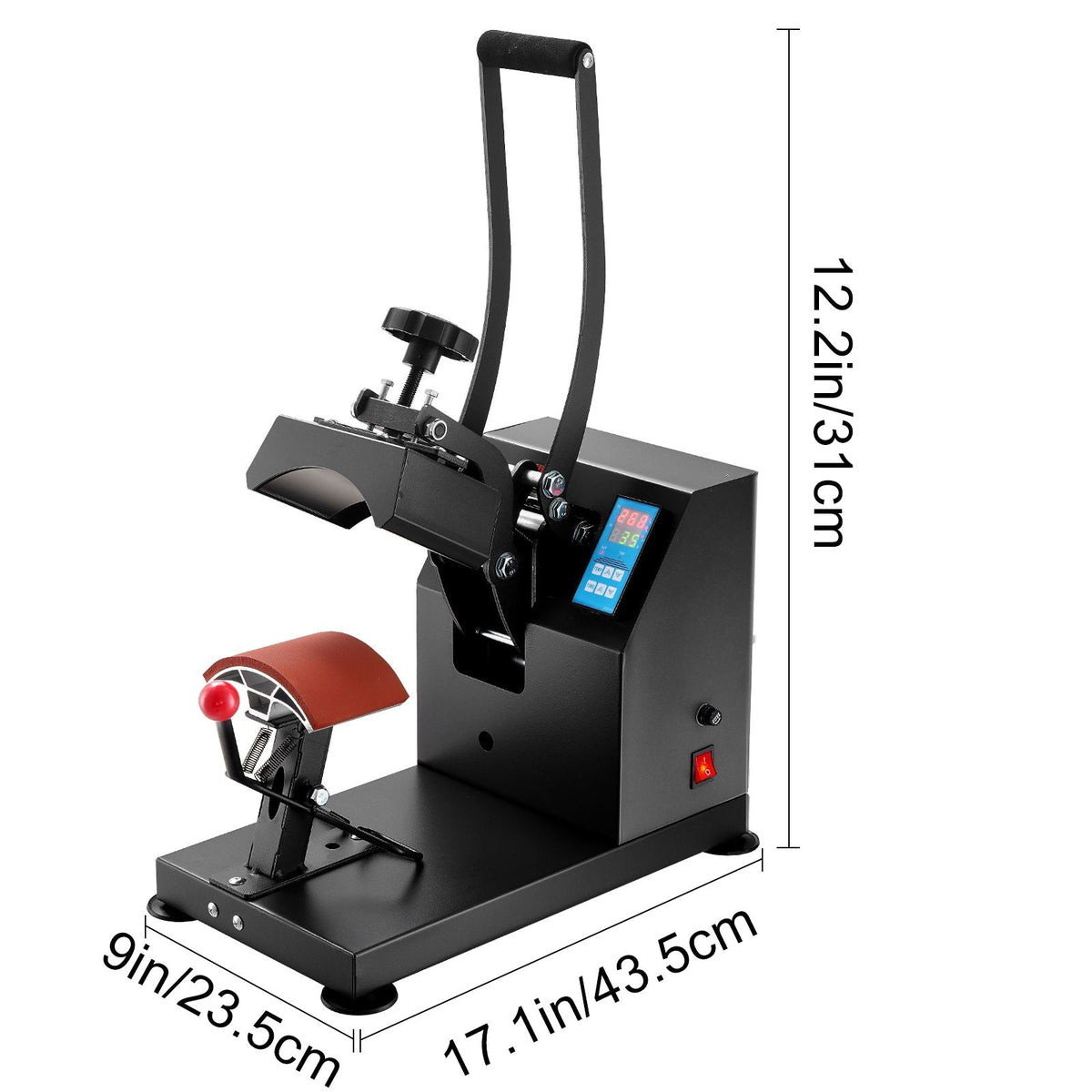 Heat Press 6x3.75Inch Curved Element Hat Press Clamshell Design Heat Press for Hats Rigid Steel Frame No Stick Digital LCD Timer and Temperature Control (6x3.75Inch Clamshell Design)