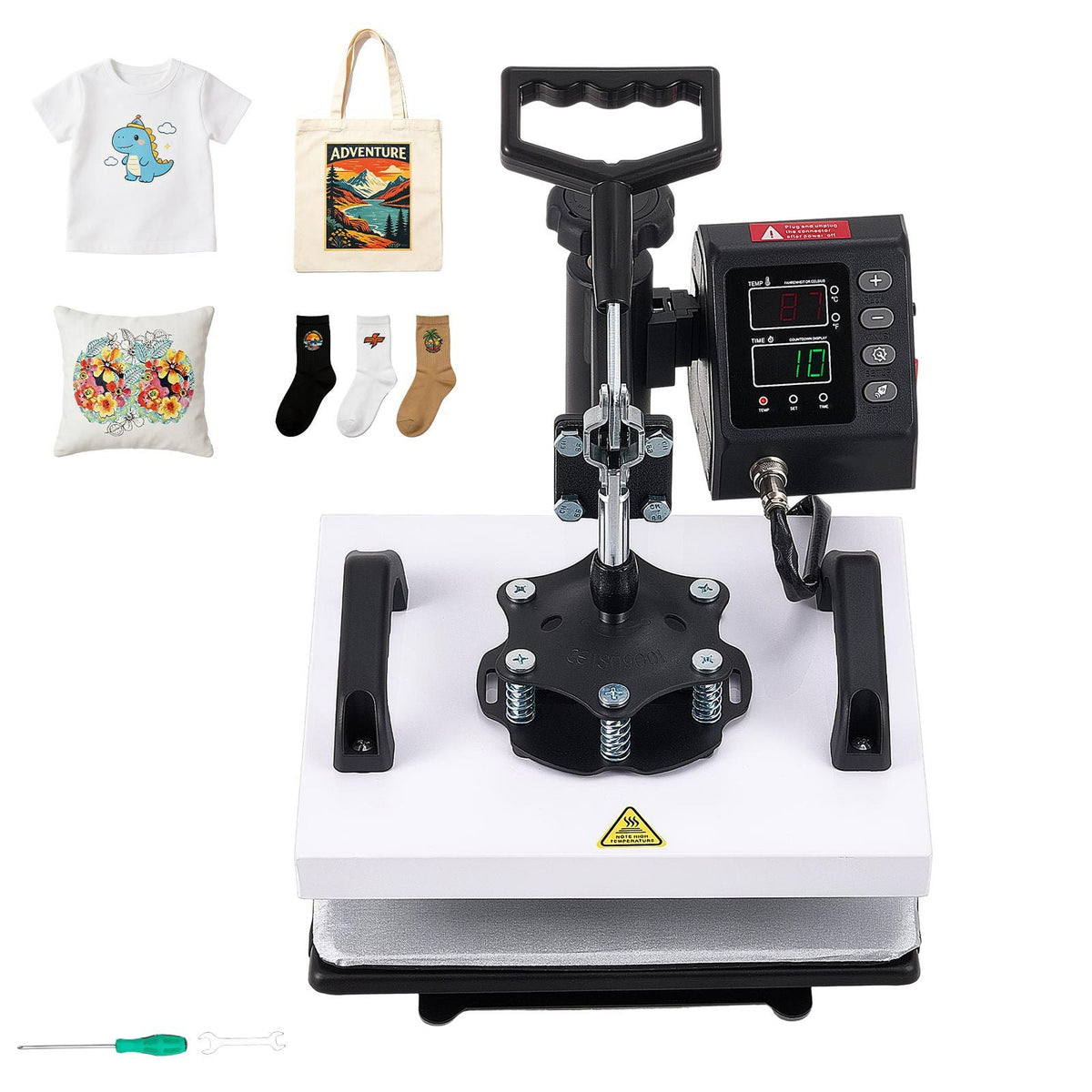 Heat Press Machine 12 x 10 in Sublimation Press Machine Swing Away, Heat Up Fast and Even, Digital Precise Time and Temperature Control, for T-Shirts, Canvas Tote Bag, Pillowcases, Socks
