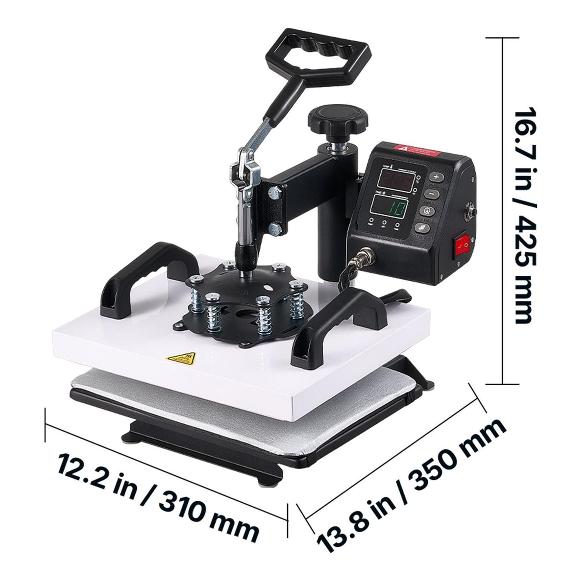 Heat Press Machine 12 x 10 in Sublimation Press Machine Swing Away, Heat Up Fast and Even, Digital Precise Time and Temperature Control, for T-Shirts, Canvas Tote Bag, Pillowcases, Socks