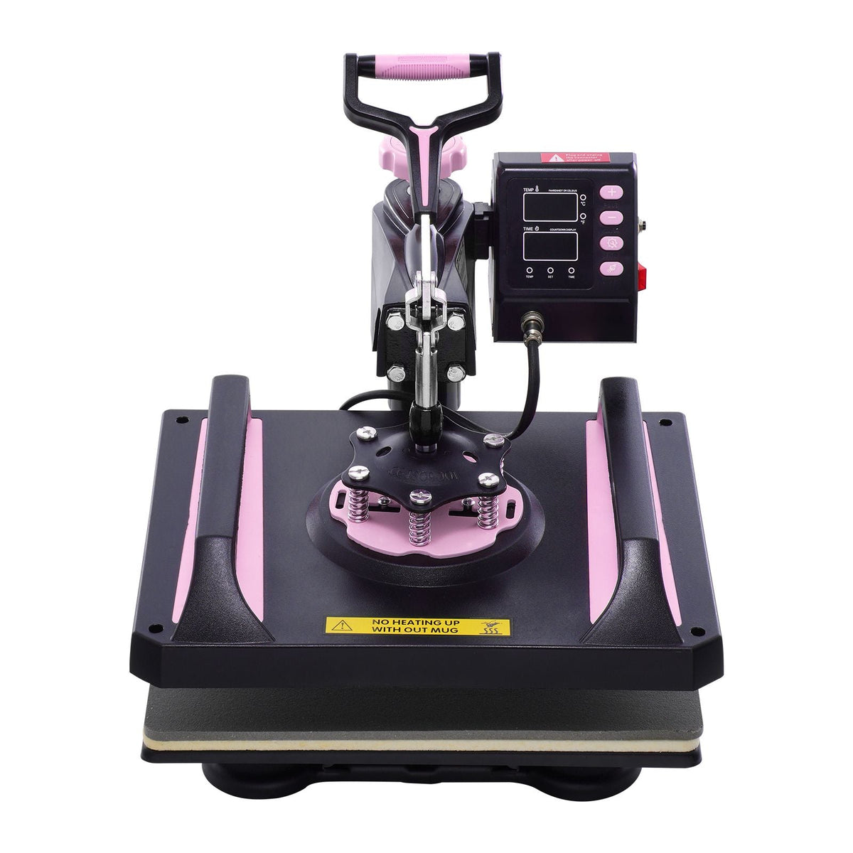 Heat Press Machine, 12 x 15 inch, 5 in 1 Heat Transfer Machine with 30 oz Tumbler Press, 360° Swing Away Digital T-Shirt Pressing, Teflon Coating, for T-Shirts/Mugs/Hats/Plates, Black+Pink