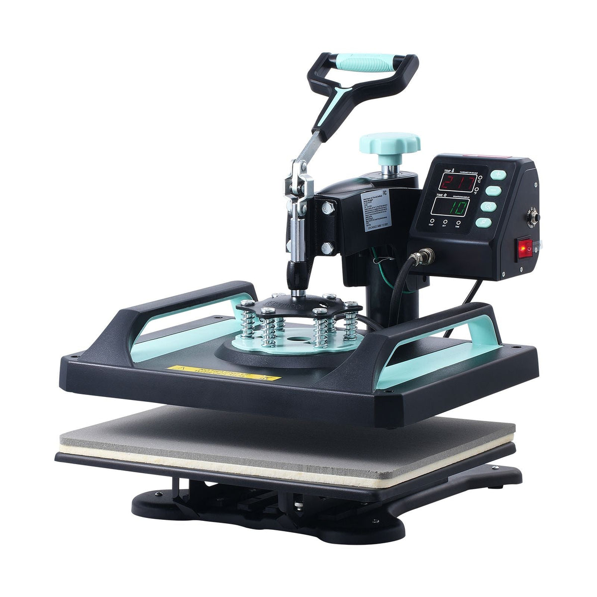 Heat Press Machine, 12 x 15 inch, 8 in 1 Heat Transfer Machine with 30 oz Tumbler Press, 360° Swing Away Digital T-Shirt Pressing, Teflon Coating, for T-Shirts/Mugs/Hats/Plates, Black+Green