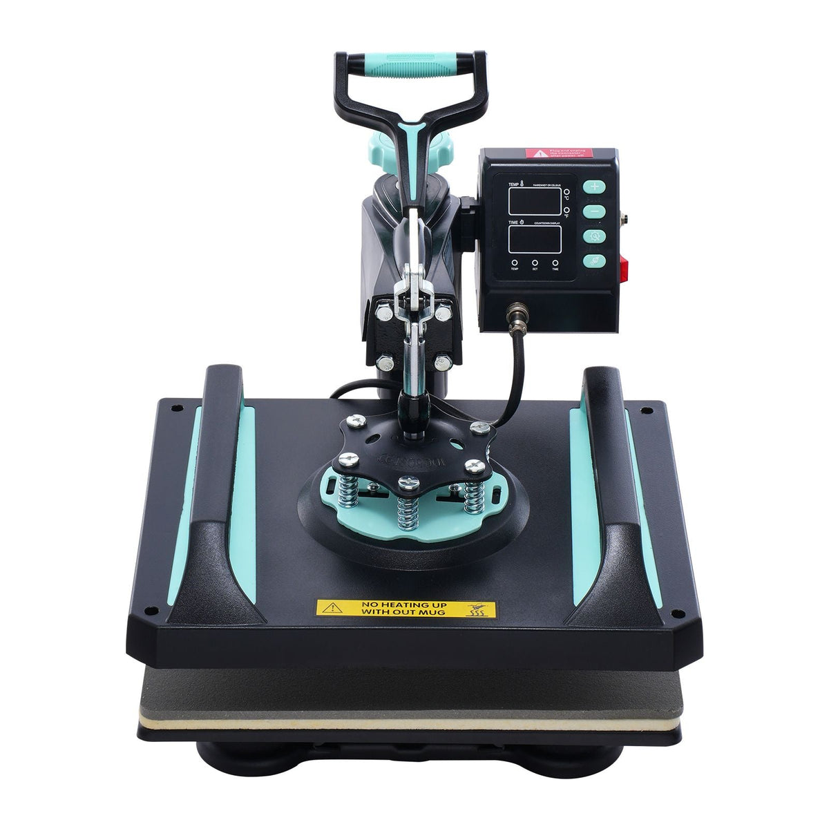 Heat Press Machine, 12 x 15 inch, 8 in 1 Heat Transfer Machine with 30 oz Tumbler Press, 360° Swing Away Digital T-Shirt Pressing, Teflon Coating, for T-Shirts/Mugs/Hats/Plates, Black+Green