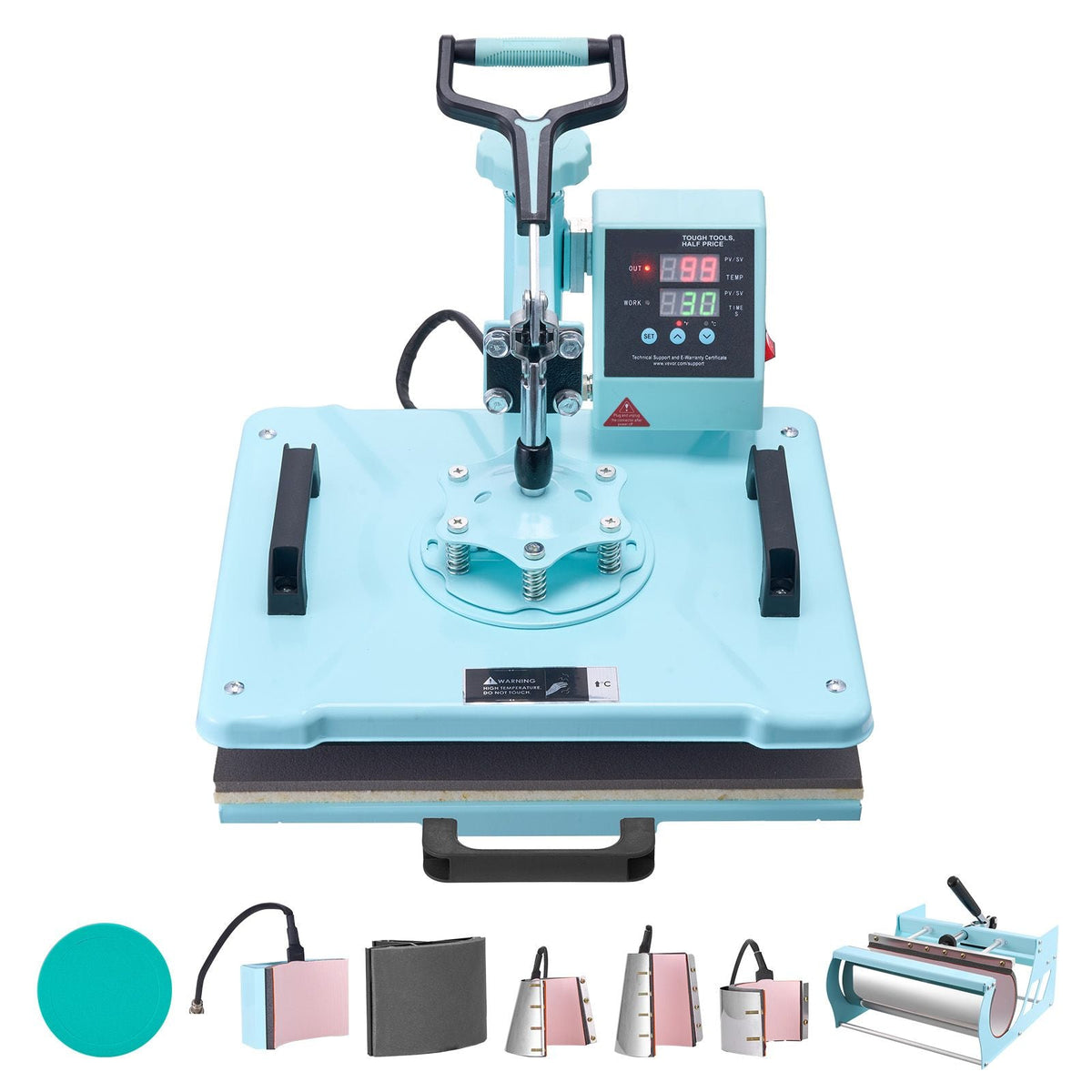 Heat Press Machine, 12 x 15 inch, 8 in 1 Heat Transfer Machine with 6-30 oz Tumbler Press, 360° Swing Away T-Shirt Pressing, Digital Precise Control, for T-Shirts/Mugs/Hats/Plates, Green