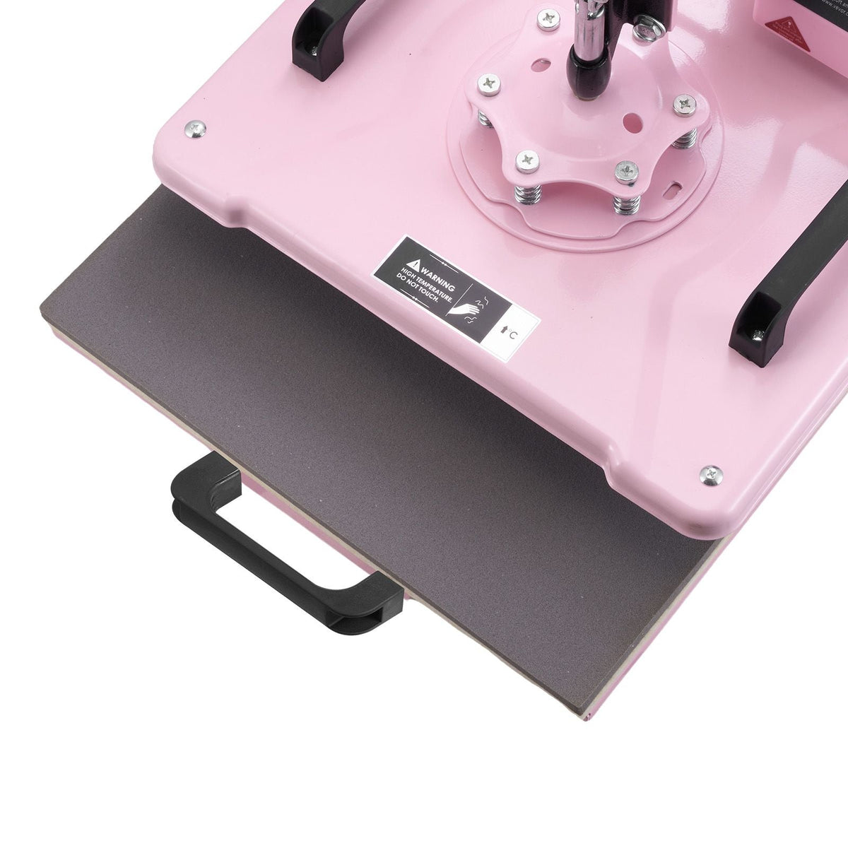Heat Press Machine, 12 x 15 inch, 8 in 1 Heat Transfer Machine with 6-30 oz Tumbler Press, 360° Swing Away T-Shirt Pressing, Digital Precise Control, for T-Shirts/Mugs/Hats/Plates, Pink