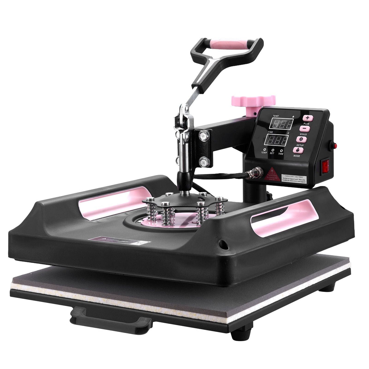 Heat Press Machine, 15 x 15 inch, 5 in 1 Heat Transfer Machine with 30 oz Tumbler Press, 360° Swing Away Digital T-Shirt Pressing Machine, Teflon Coating, for T-Shirts/Mugs/Hats/Plates, Black