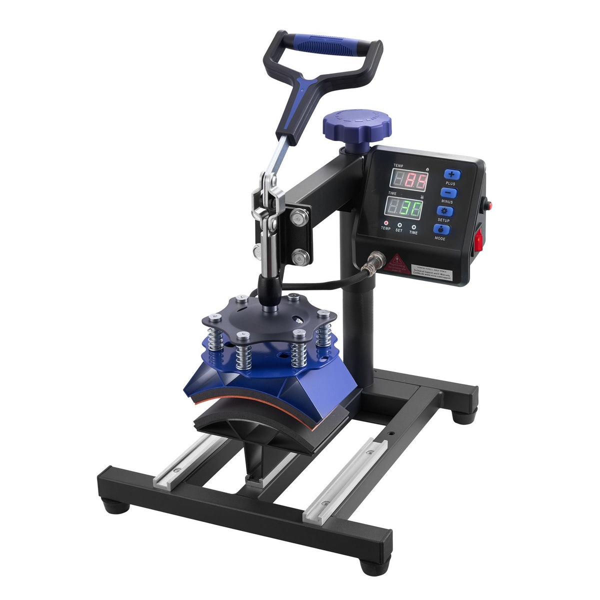Heat Press Machine, 15 x 15 inch, 5 in 1 Heat Transfer Machine with 30 oz Tumbler Press, 360° Swing Away Digital T-Shirt Pressing, Teflon Coating, for T-Shirts/Mugs/Hats/Plates, Black+Blue
