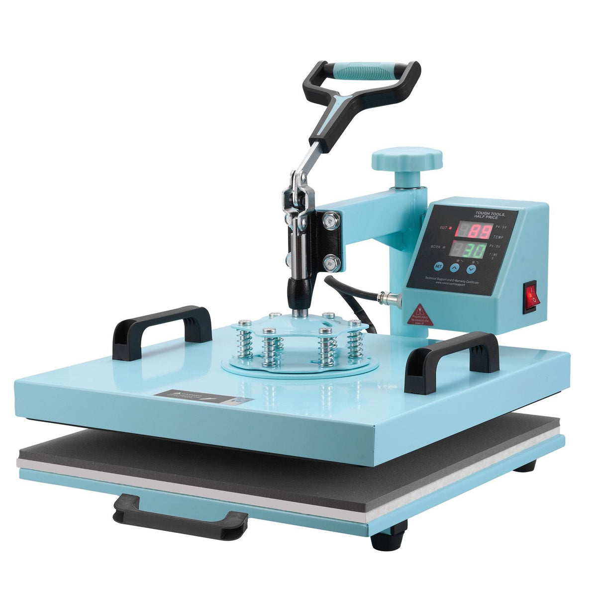 Heat Press Machine, 15 x 15 inch, 5 in 1 Heat Transfer Machine with 30 oz Tumbler Press, 360° Swing Away T-Shirt Pressing, Digital Precise Control, for T-Shirts/Mugs/Hats/Plates, Green