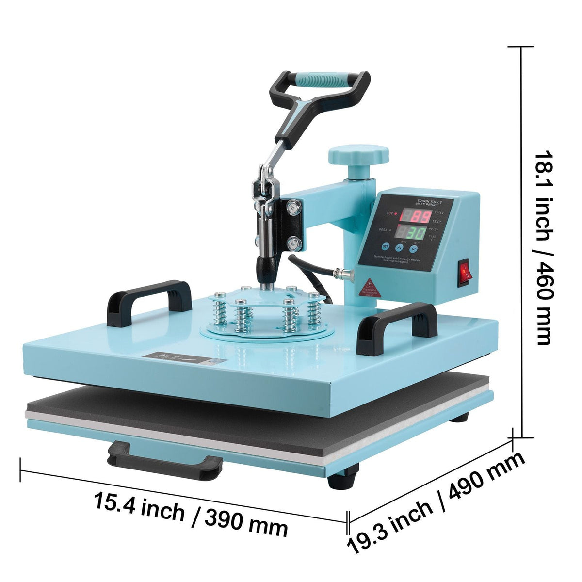 Heat Press Machine, 15 x 15 inch, 8 in 1 Heat Transfer Machine with 6-30 oz Tumbler Press, 360° Swing Away T-Shirt Pressing, Digital Precise Control, for T-Shirts/Mugs/Hats/Plates, Green