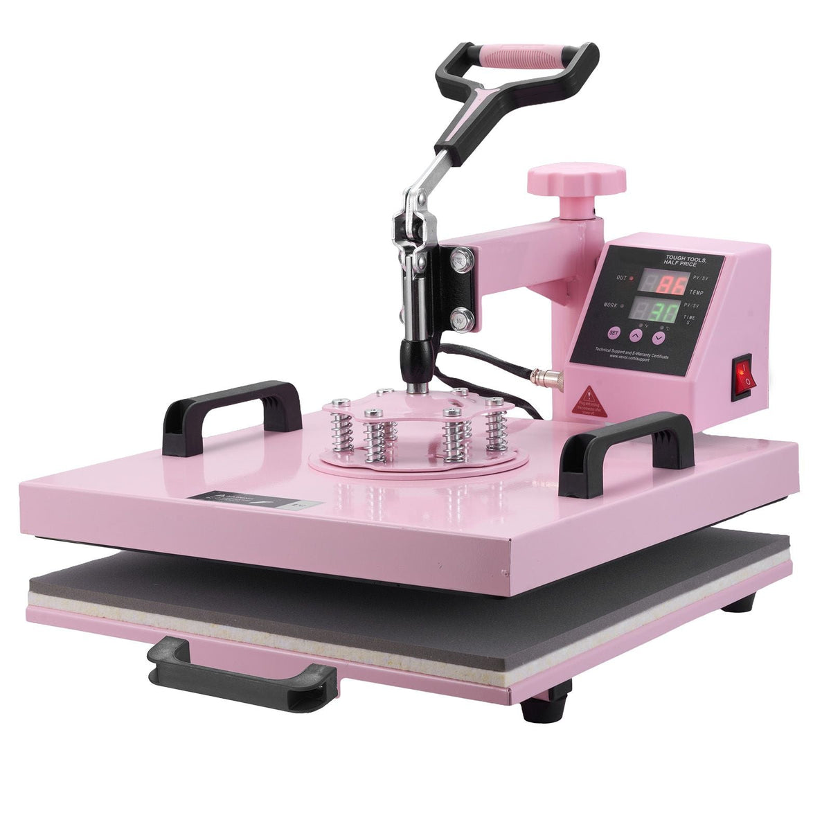 Heat Press Machine, 15 x 15 inch, 8 in 1 Heat Transfer Machine with 6-30 oz Tumbler Press, 360° Swing Away T-Shirt Pressing, Digital Precise Control, for T-Shirts/Mugs/Hats/Plates, Pink