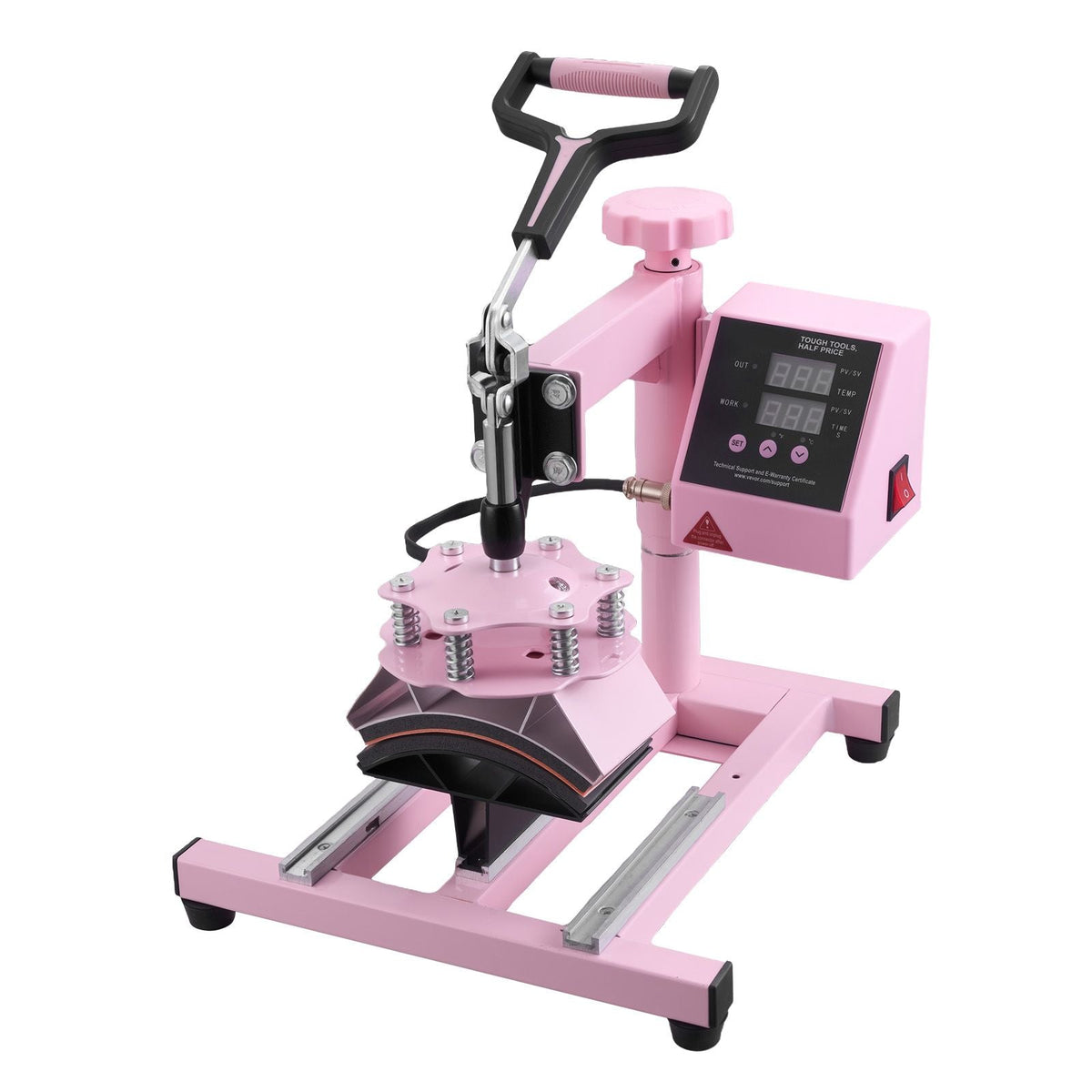 Heat Press Machine, 15 x 15 inch, 8 in 1 Heat Transfer Machine with 6-30 oz Tumbler Press, 360° Swing Away T-Shirt Pressing, Digital Precise Control, for T-Shirts/Mugs/Hats/Plates, Pink