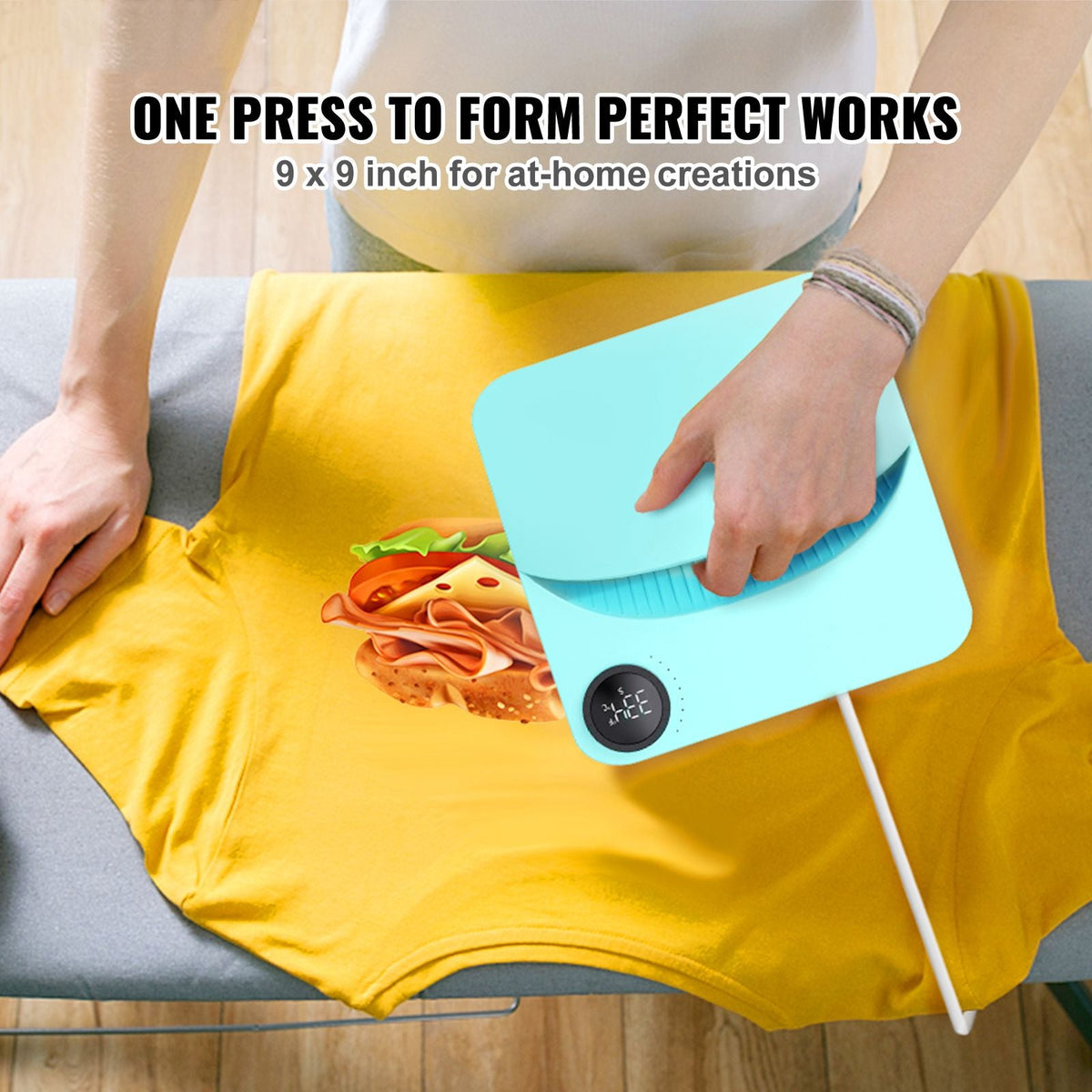 Heat Press Machine,9x9inches Portable Shirt Printing Multifunctional Sublimation Transfer Heat Press Machine Teflon Coated, Easy Iron-on Press for T-shirts/Bags/Pillows/HTV Vinyl Projects