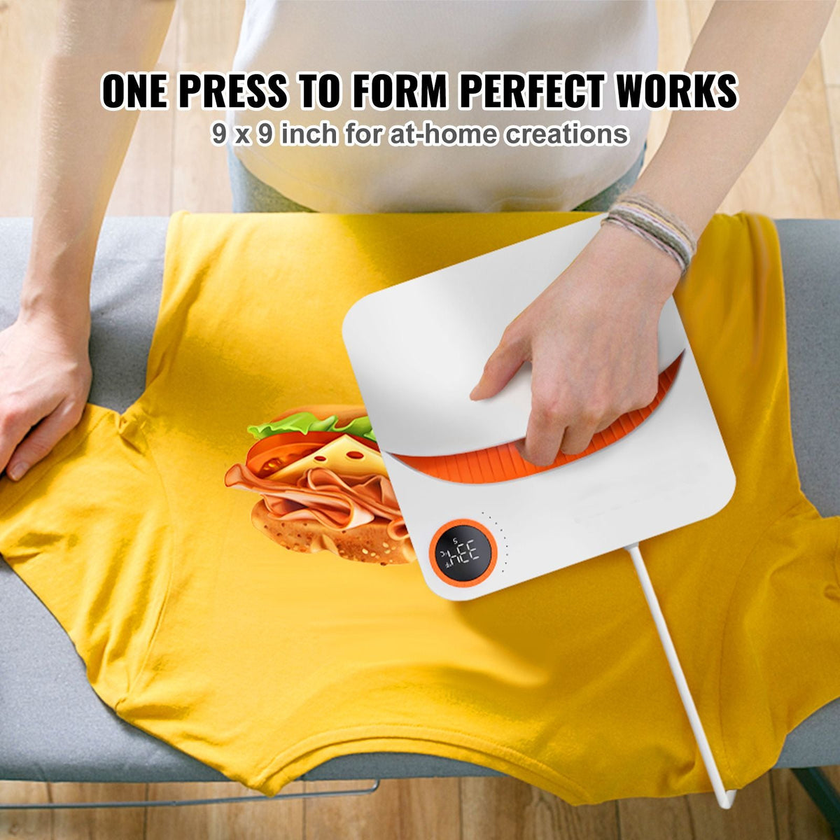 Heat Press Machine,9x9inches Portable Shirt Printing Multifunctional Sublimation Transfer Heat Press Machine Teflon Coated, Easy Iron-on Press for T-shirts/HTV Vinyl/Bags/Pillows Projects