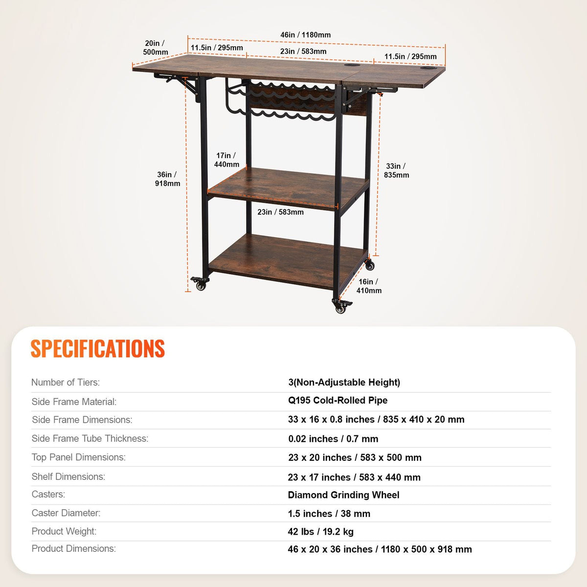 Heat Press Table, 3 Tier Movable Heat Press Stand, Foldable Heat Transfer Machine Stand with Wheels and Vinyl Roll Holder, Rolling Metal Workbench for Sublimation Transfer Machine, Brown