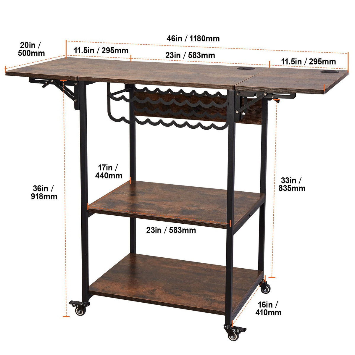 Heat Press Table, 3 Tier Movable Heat Press Stand, Foldable Heat Transfer Machine Stand with Wheels and Vinyl Roll Holder, Rolling Metal Workbench for Sublimation Transfer Machine, Brown