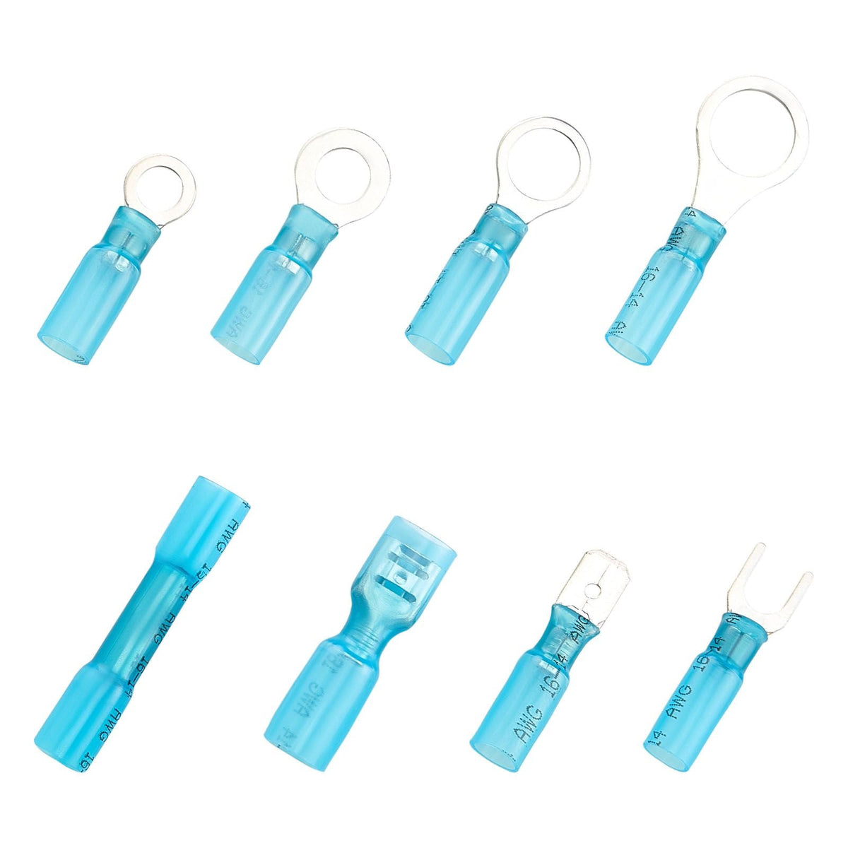 Heat Shrink Wire Connectors, 320PCS, Electrical Waterproof Crimp Connectors Terminals Kit, Insulated Butt Ring Fork Spade Splices, 26–22 22–16 16–14 12–10 Gauge, for Industrial Marine Automotive
