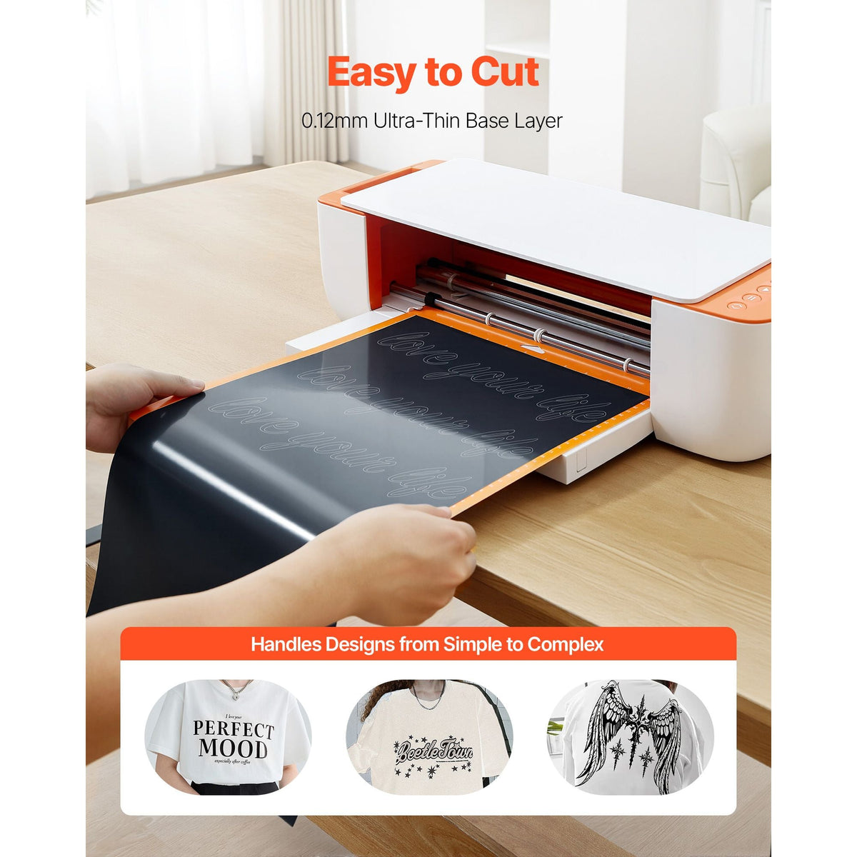 Heat Transfer Vinyl, 12 in x 25 ft, Glossy Black HTV Iron on Vinyl Roll, Easy to Cut and Weed, Strong Adhesion, Compatible with Cutting Machines, for Various Materials, T-shirts, Pillows, Hats