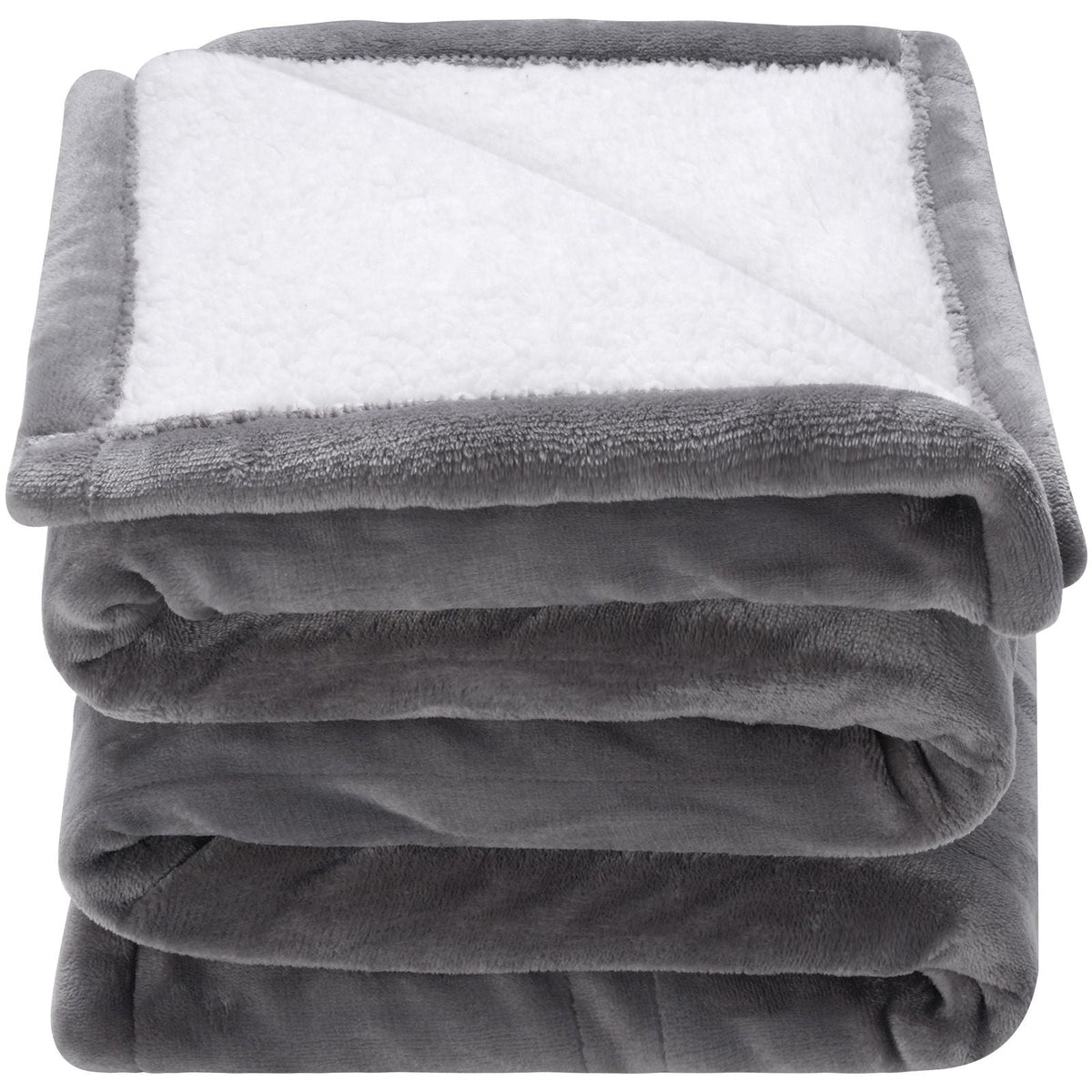 Heated Blanket Electric Throw, 50" x 60" Twin Size, Soft Flannel & Sherpa Heating Blanket with 3 Hours Timer Auto-off, 5 Heating Levels for Sofa, Machine Washable, ETL & FCC Certification (Grey)