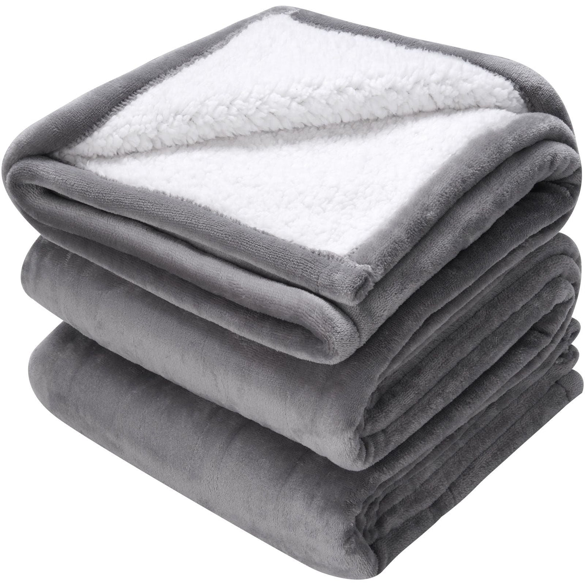 Heated Blanket Electric Throw, 50" x 60" Twin Size, Soft Flannel & Sherpa Heating Blanket with 3 Hours Timer Auto-off, 5 Heating Levels for Sofa, Machine Washable, ETL & FCC Certification (Grey)
