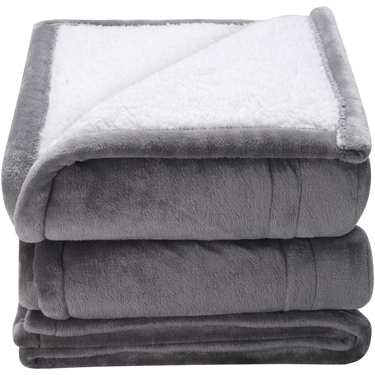Heated Blanket Electric Throw, 50" x 60" Twin Size, Soft Flannel & Sherpa Heating Blanket with 3 Hours Timer Auto-off, 5 Heating Levels for Sofa, Machine Washable, ETL & FCC Certification (Grey)