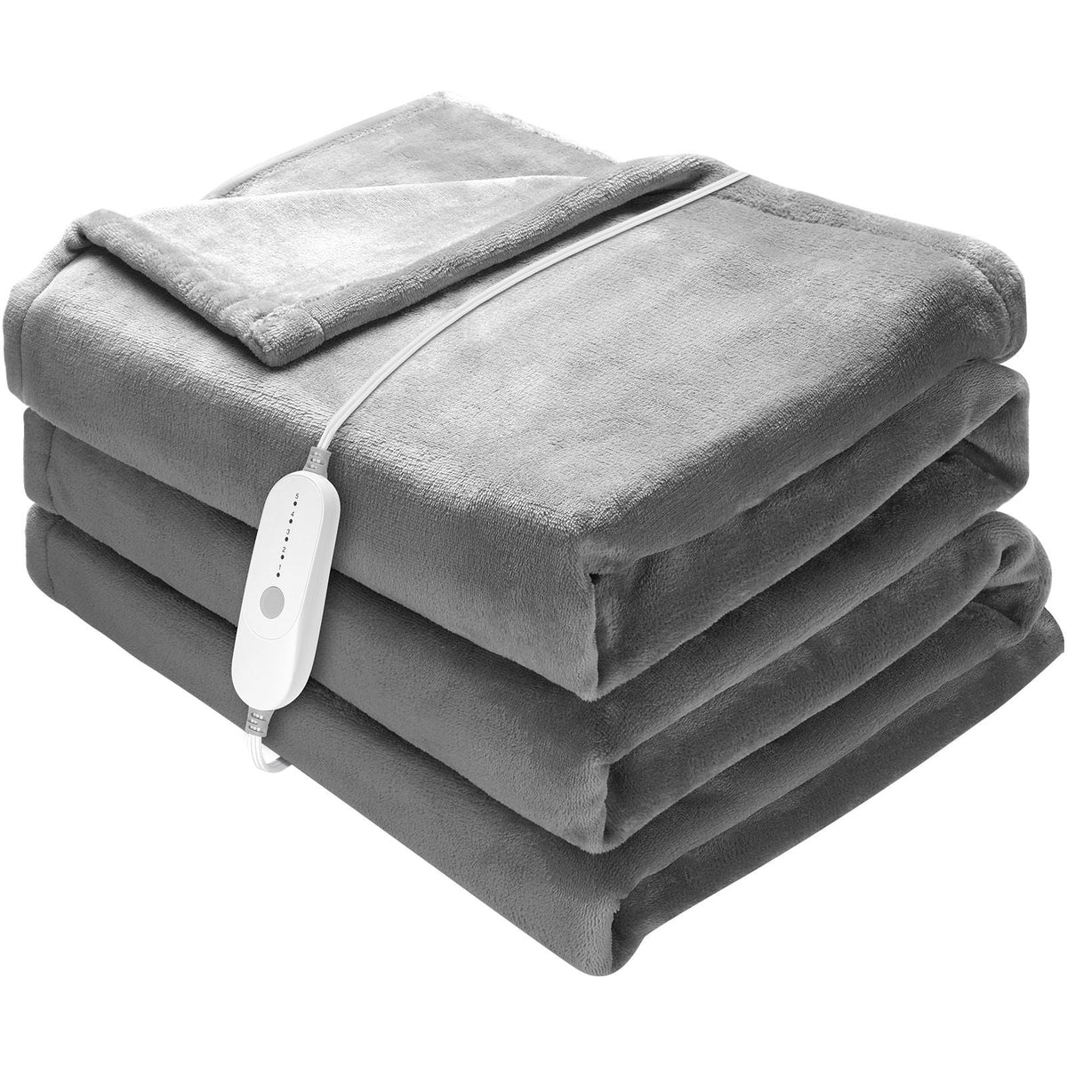 Heated Blanket Electric Throw, 72" x 84" Full Size, Soft Flannel Heating Blanket with 10 Hours Timer Auto-off & 5 Heating Levels for Couch Sofa, Machine Washable, ETL & FCC Certification (Grey)